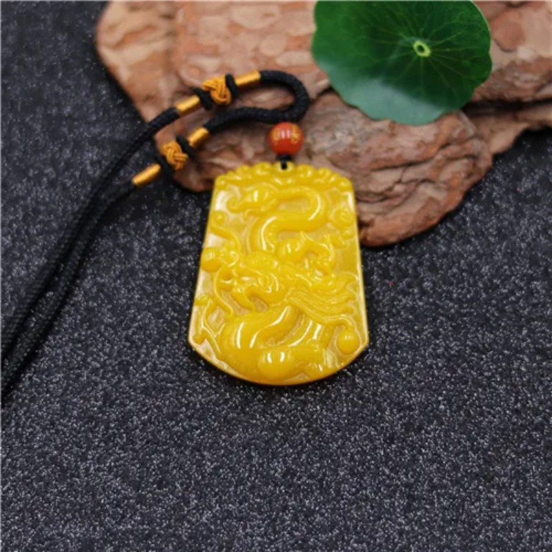 Men Accessories For Hand - Hurtownie chiński żółty Jade smok wisiorek