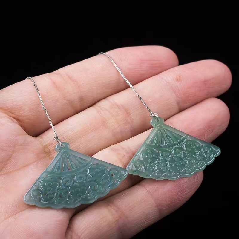 Men'S Accessories Drop Shipping - Naturalny Niebieski Szmaragdowy Jadeitowy Wachlarz DIY