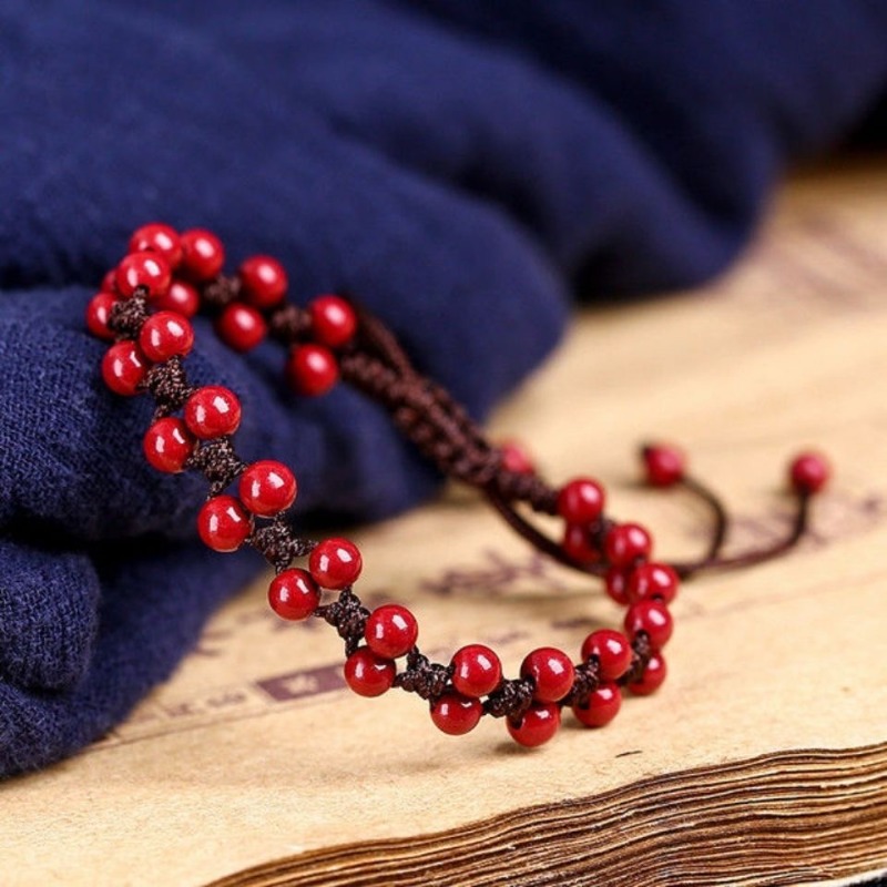 Dostosowane naturalny czerwony – Bracelet Beaded Men recenzja i cena